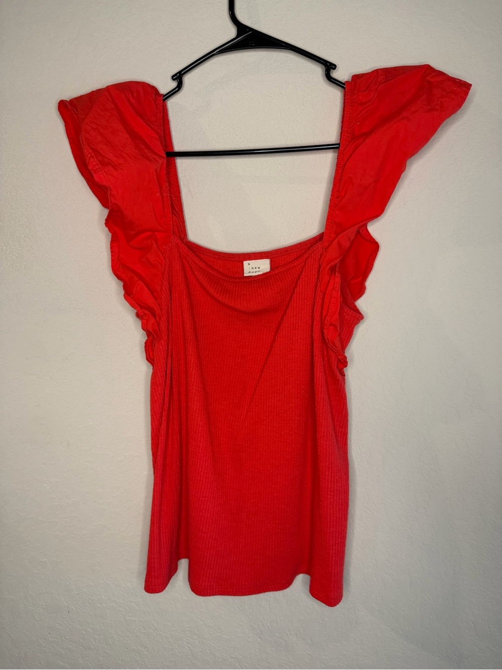 Zara Bright Red Ruffle Strap Tank Top